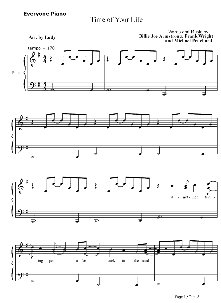 Good Riddance(Time of Your Life)钢琴谱-Green Day绿日乐队1