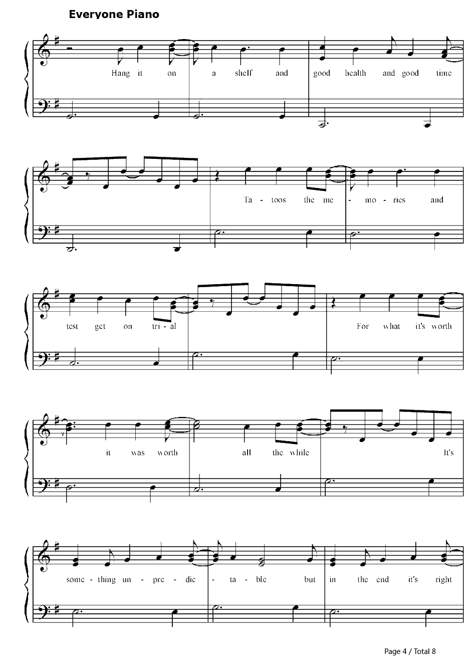 Good Riddance(Time of Your Life)钢琴谱-Green Day绿日乐队4