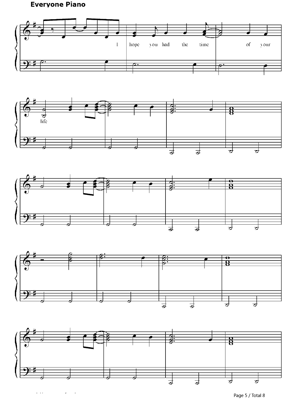 Good Riddance(Time of Your Life)钢琴谱-Green Day绿日乐队5