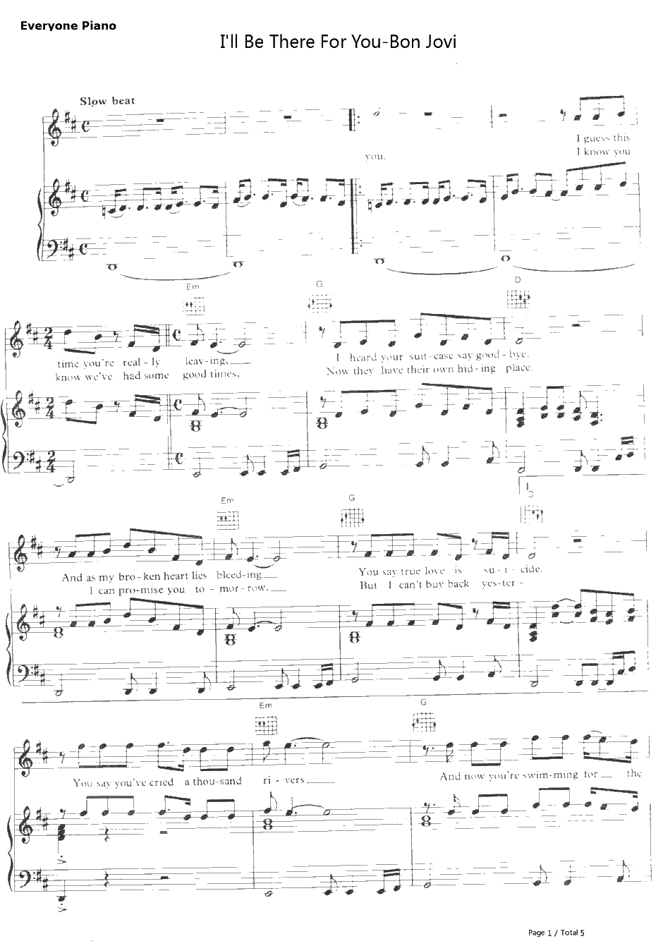 I'll Be There for You钢琴谱-BonJovi1