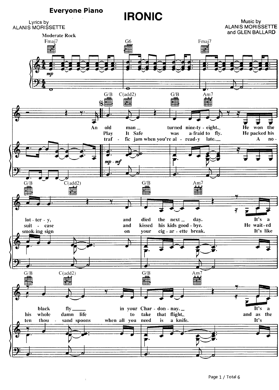 Ironic钢琴谱-AlanisMorissette1