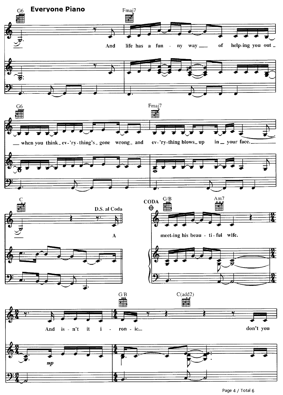 Ironic钢琴谱-AlanisMorissette4