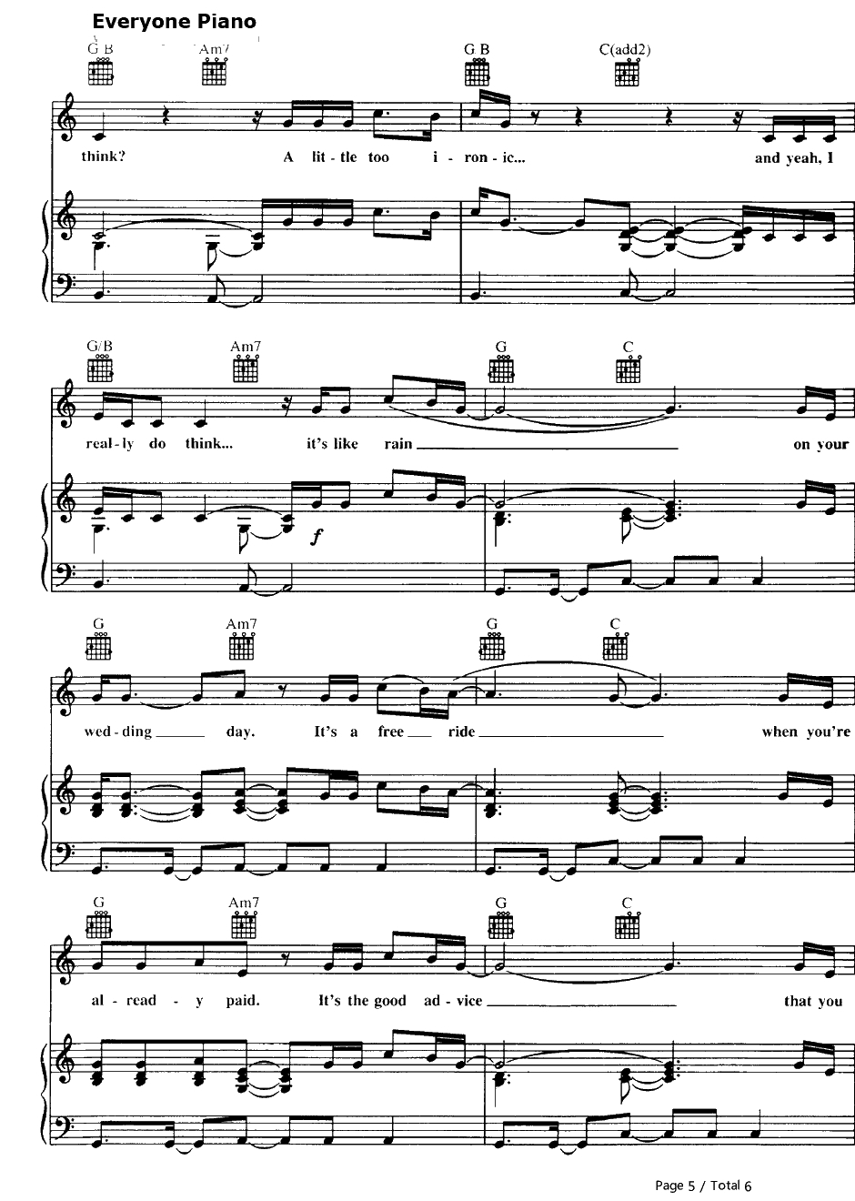 Ironic钢琴谱-AlanisMorissette5