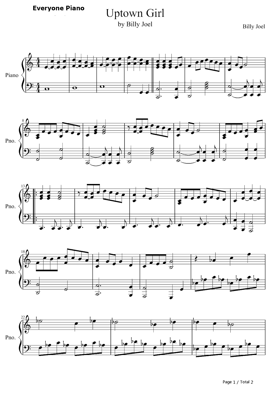 Up town Girl钢琴谱-BillyJoel1