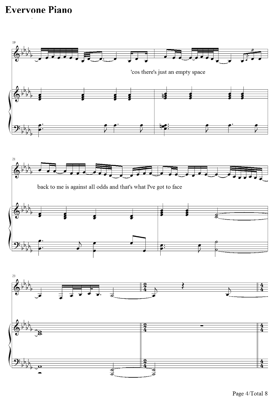 Against All Odds钢琴谱-PhilCollins-似是故人来主题曲4