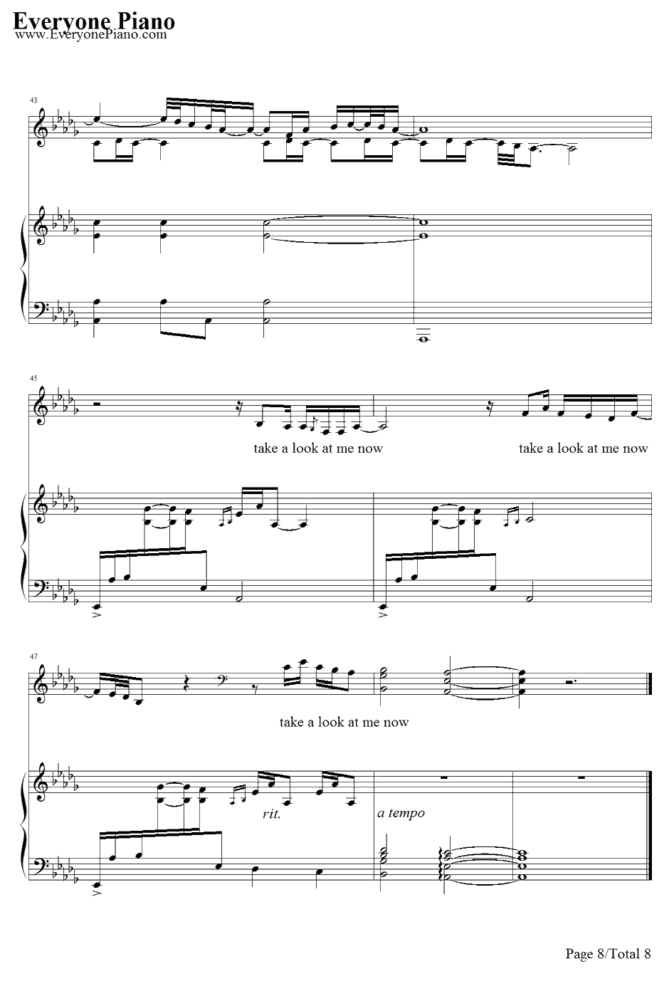 Against All Odds钢琴谱-PhilCollins-似是故人来主题曲8