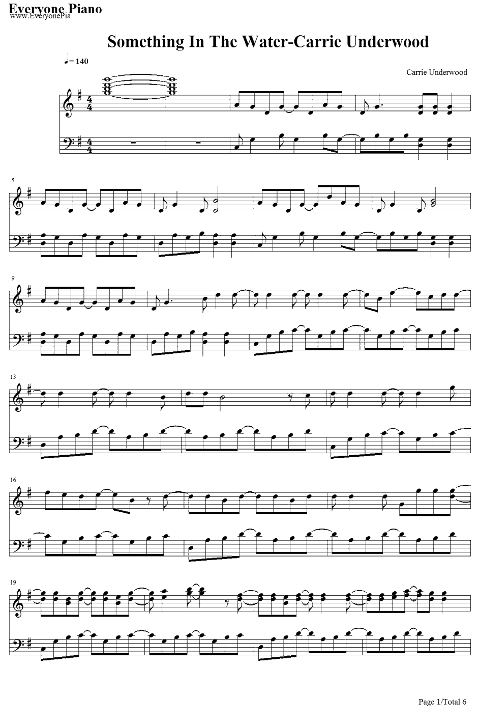 Something in the Water钢琴谱-CarrieUnderwood1