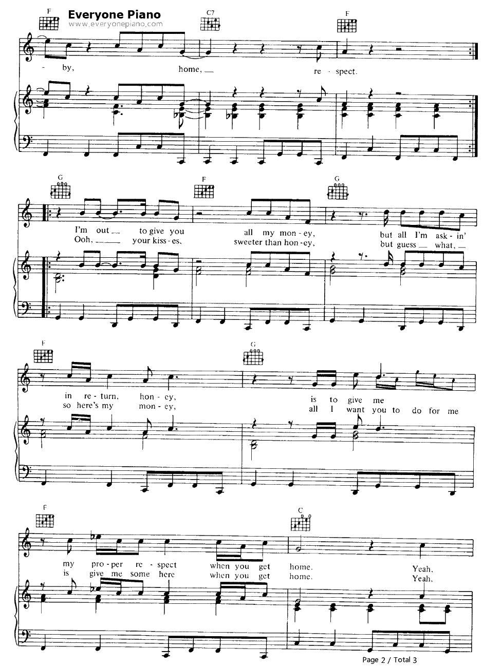 Respect钢琴谱-ArethaFranklin2