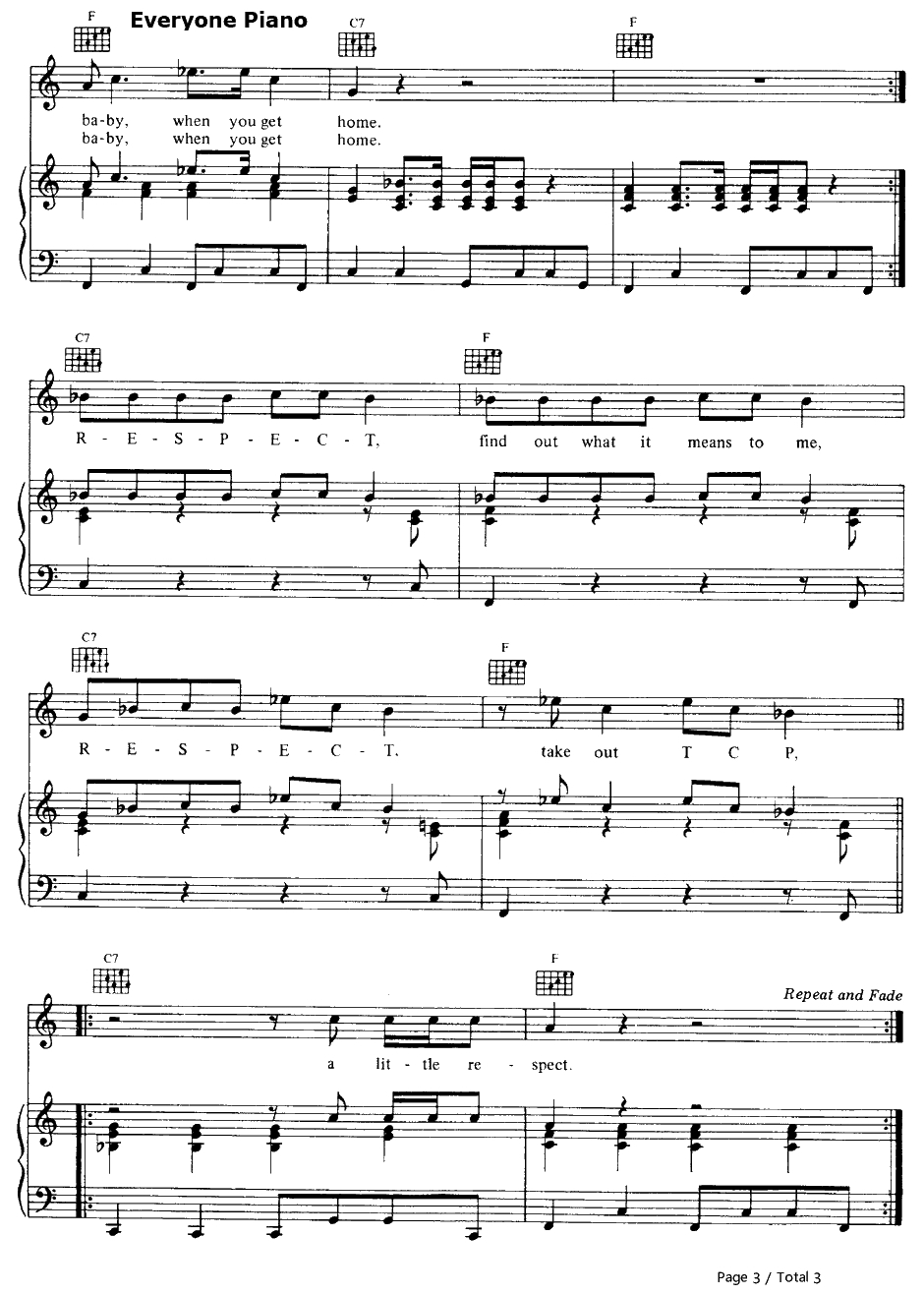 Respect钢琴谱-ArethaFranklin3