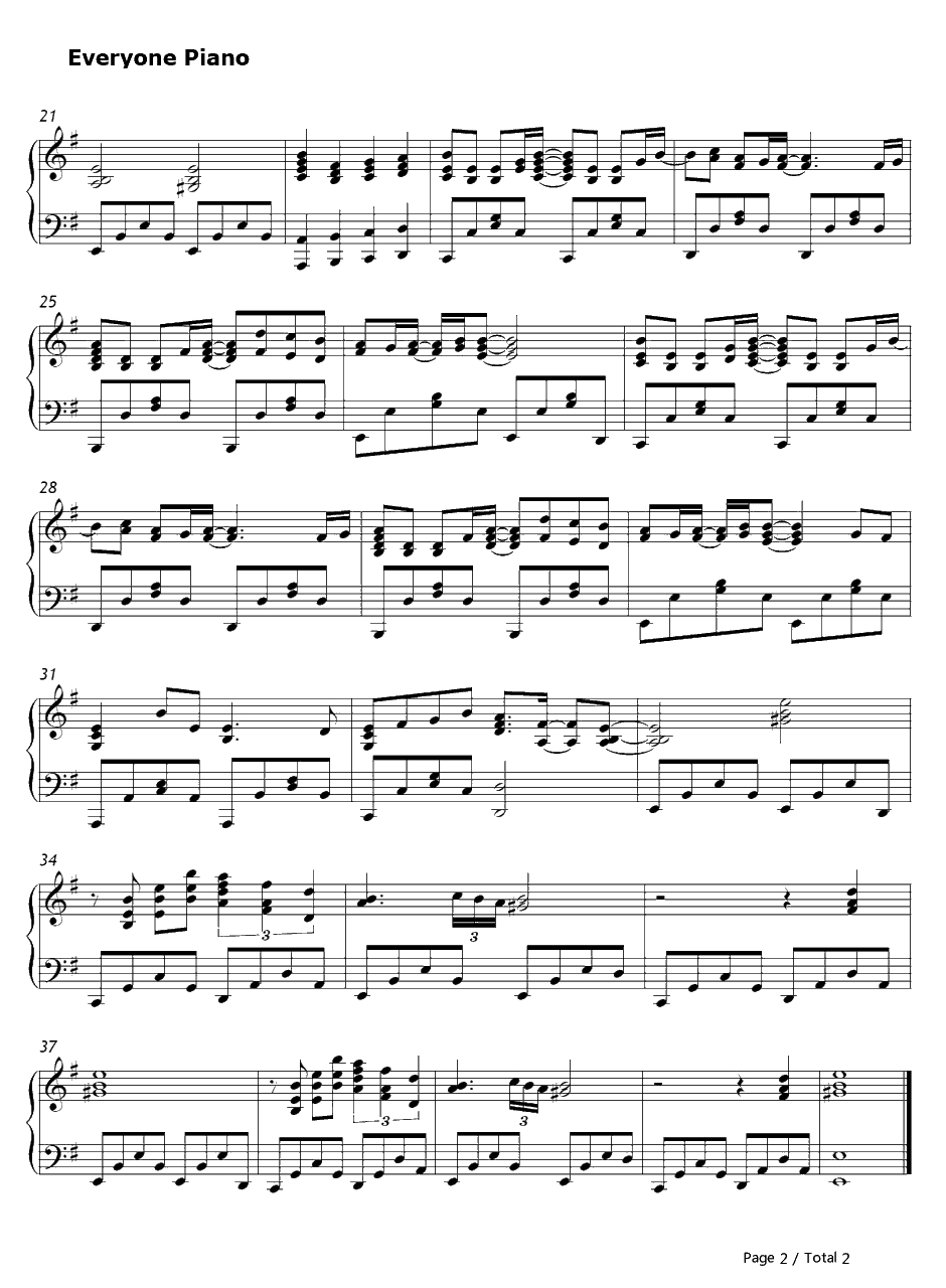 扉の向こうへ钢琴谱-YeLLOWGeneration-钢之炼金术师ED22