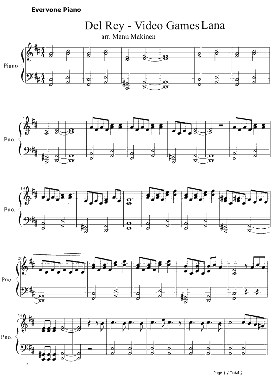 Video Games钢琴谱-LanaDelRey1