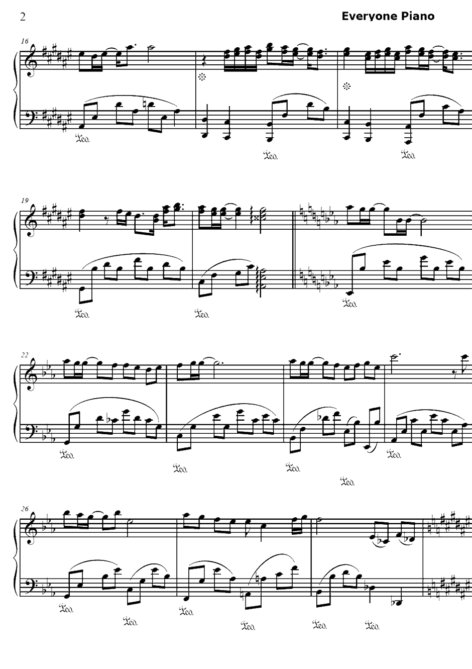 幸せ願う彼方から钢琴谱-泉かなた（岛本须美）-幸运☆星角色歌2