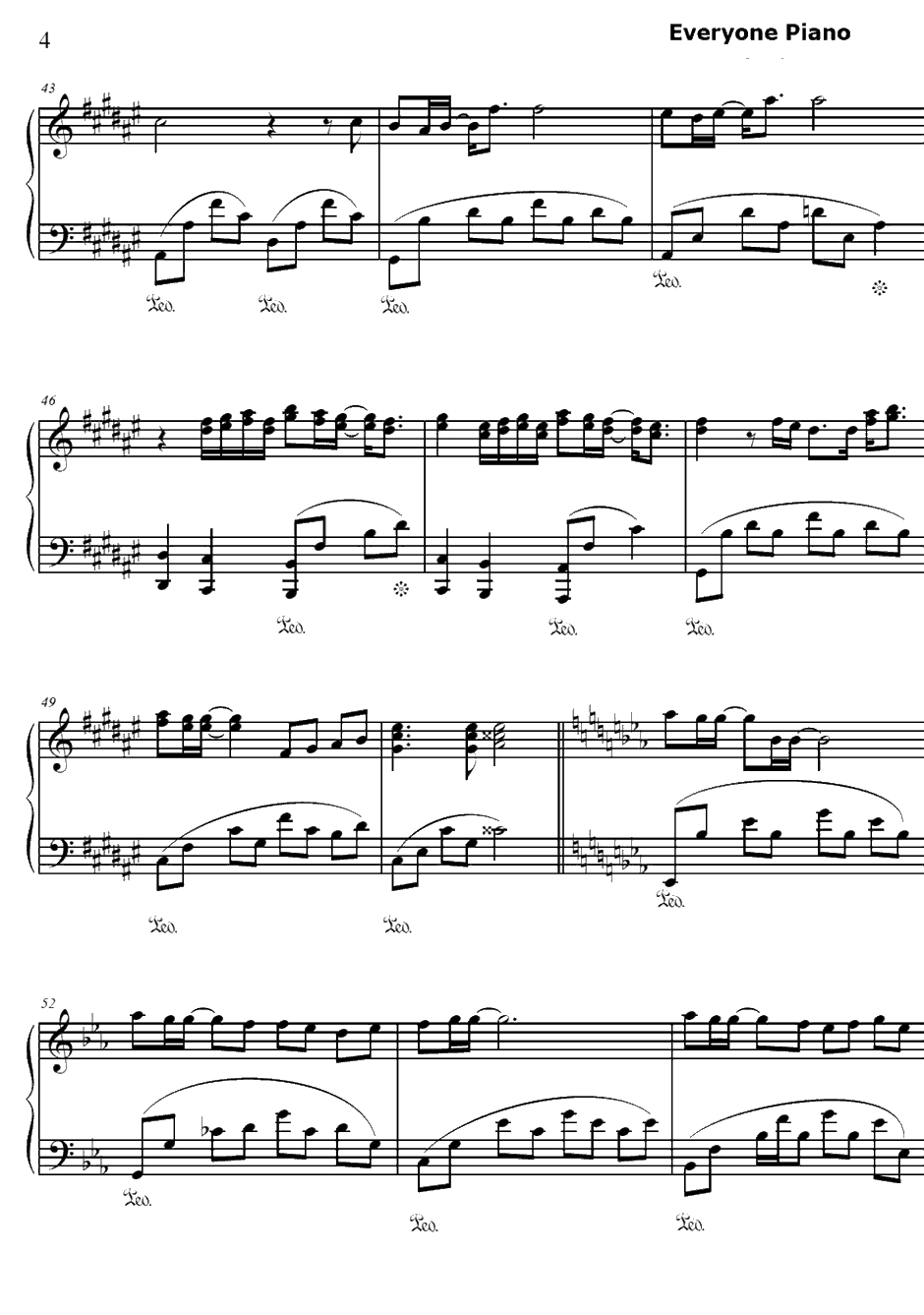 幸せ願う彼方から钢琴谱-泉かなた（岛本须美）-幸运☆星角色歌4