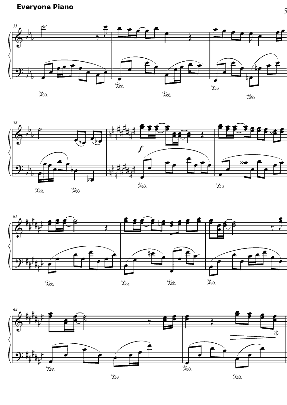 幸せ願う彼方から钢琴谱-泉かなた（岛本须美）-幸运☆星角色歌5