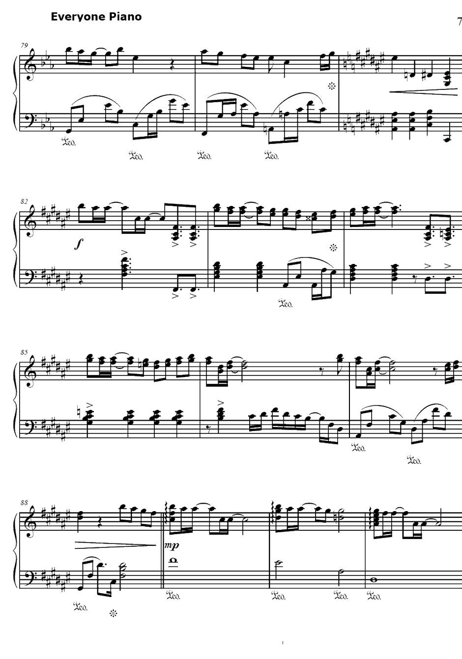 幸せ願う彼方から钢琴谱-泉かなた（岛本须美）-幸运☆星角色歌7