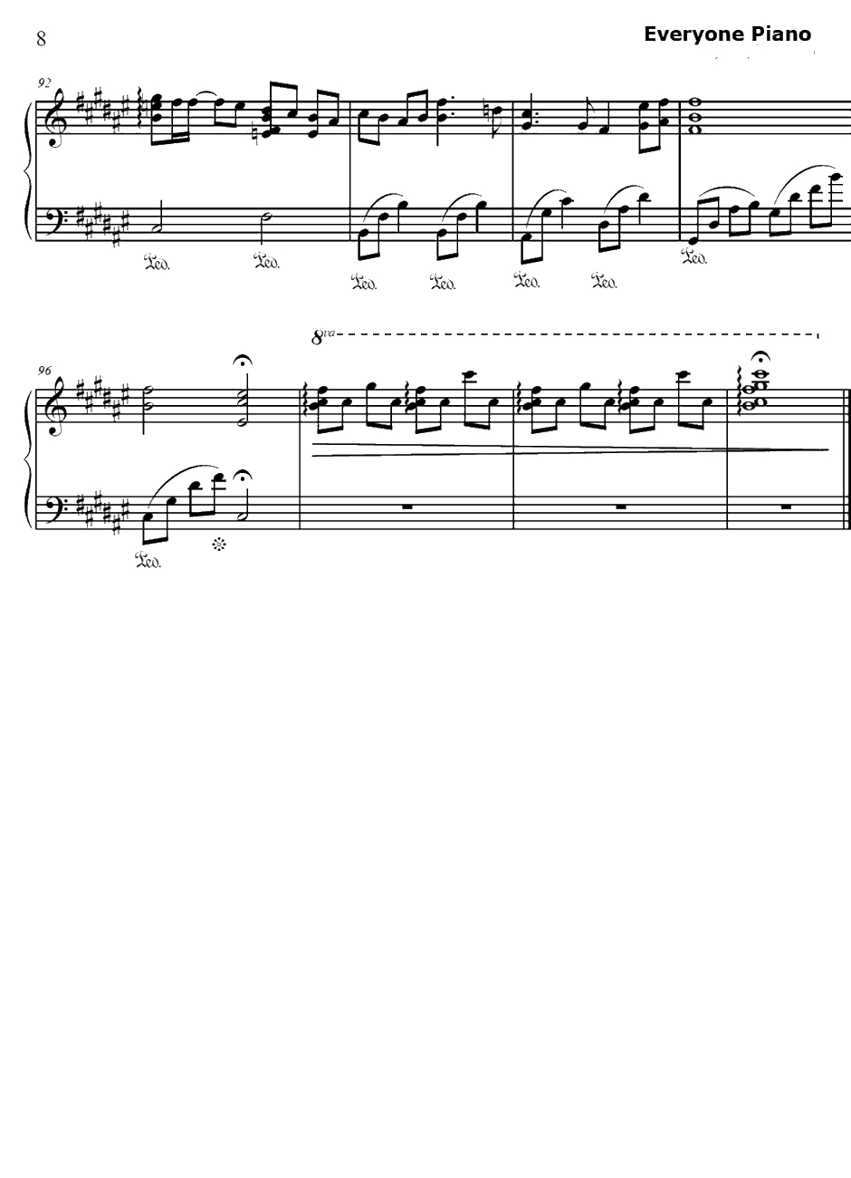 幸せ願う彼方から钢琴谱-泉かなた（岛本须美）-幸运☆星角色歌8