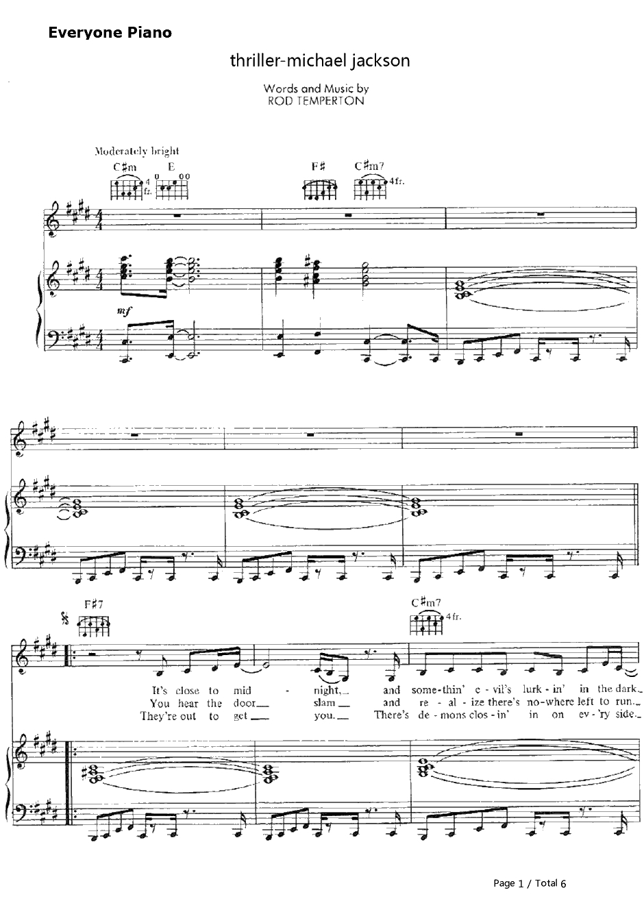 Thriller钢琴谱-MichaelJackson1