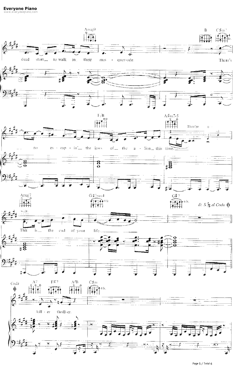 Thriller钢琴谱-MichaelJackson5