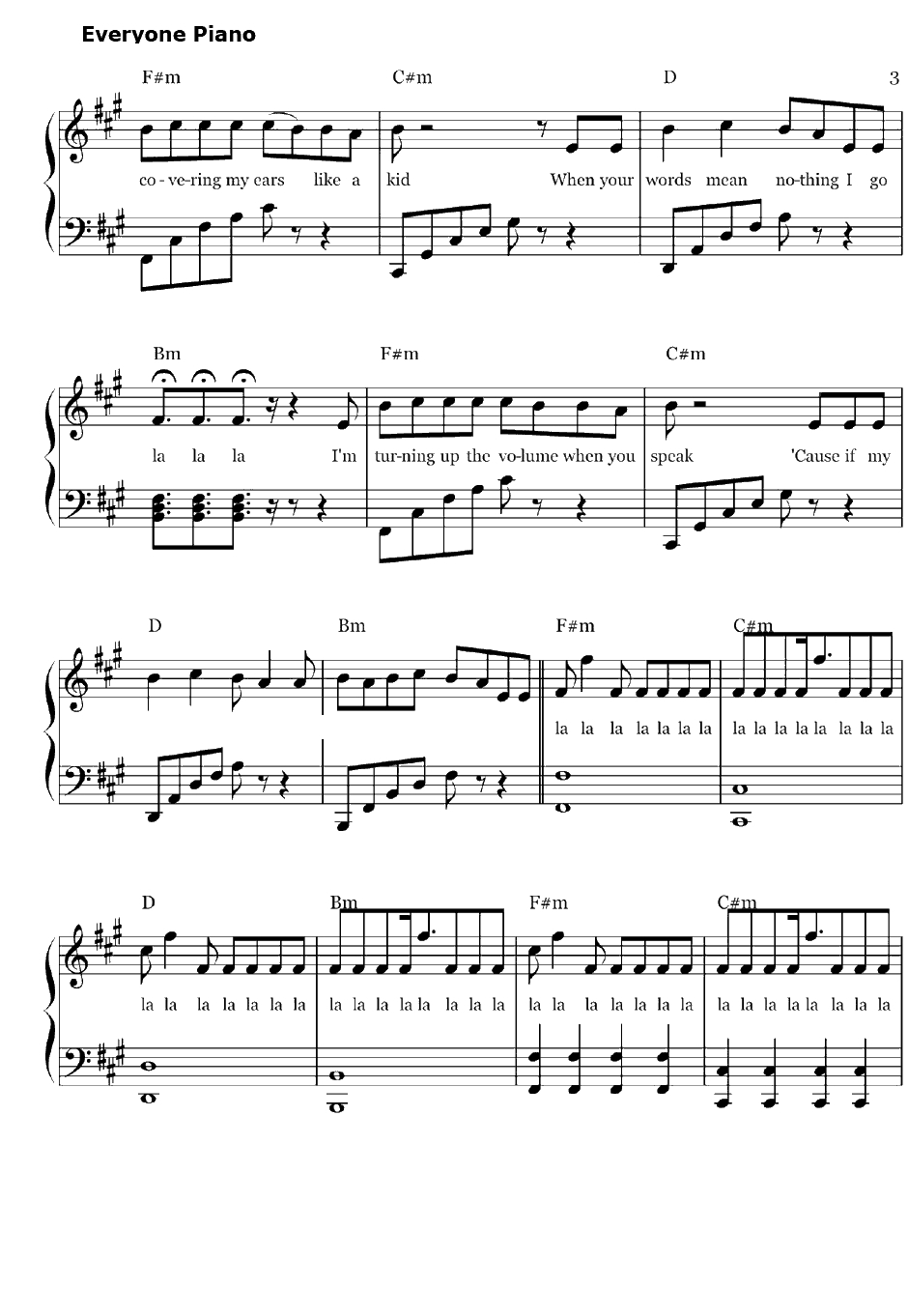 La La La钢琴谱-NaughtyBoy&SamSmith3