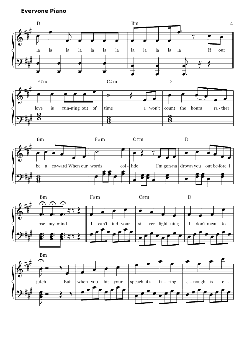 La La La钢琴谱-NaughtyBoy&SamSmith4