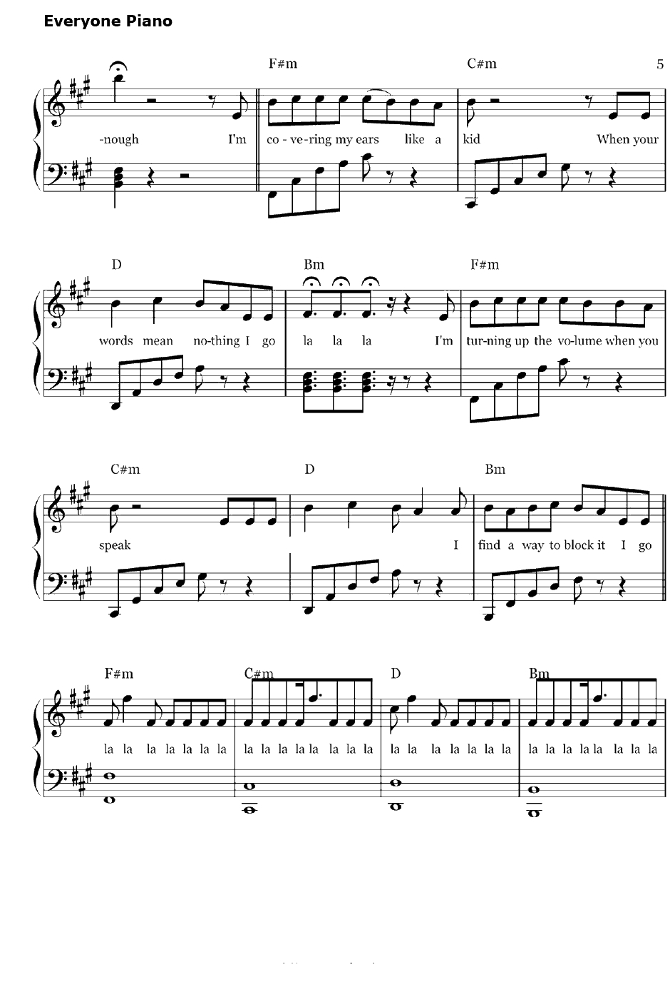 La La La钢琴谱-NaughtyBoy&SamSmith5