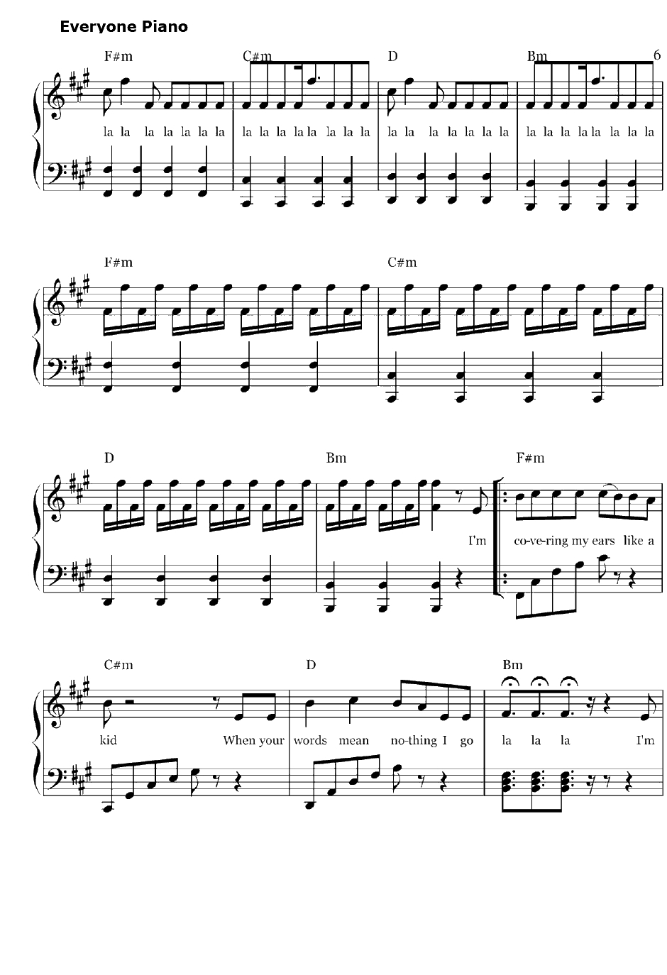 La La La钢琴谱-NaughtyBoy&SamSmith6