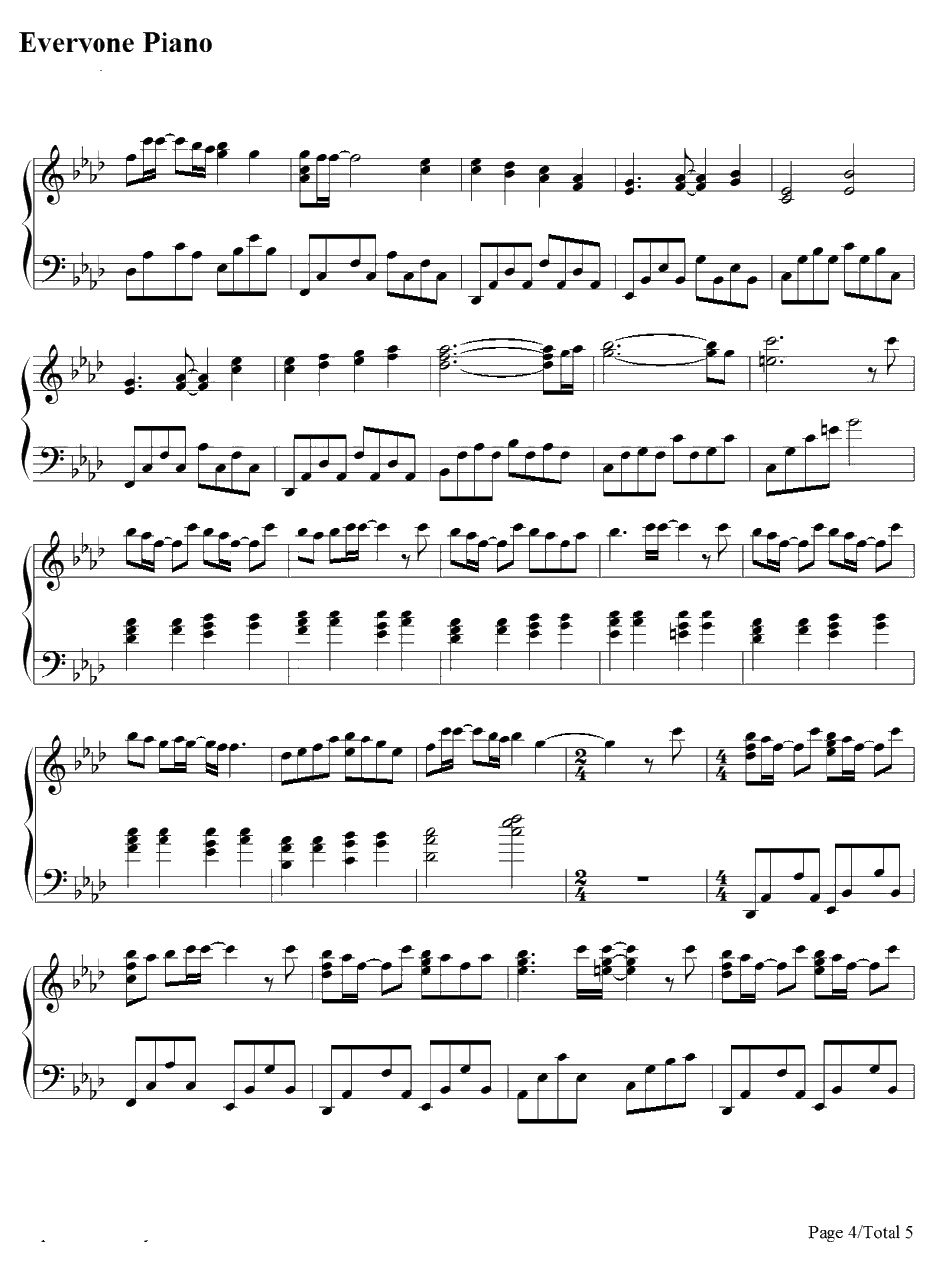 No Way to Say钢琴谱--滨崎步4