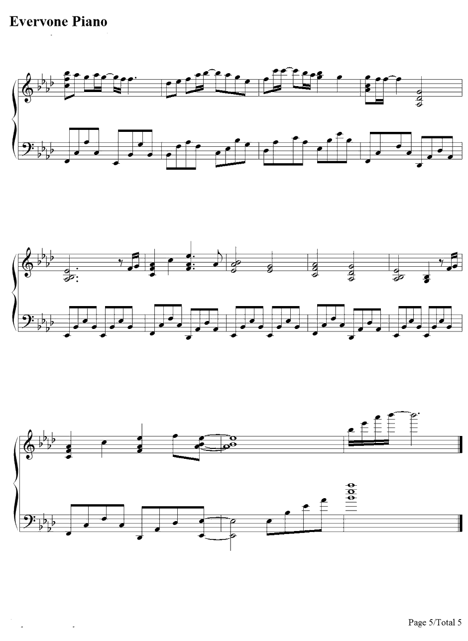 No Way to Say钢琴谱--滨崎步5