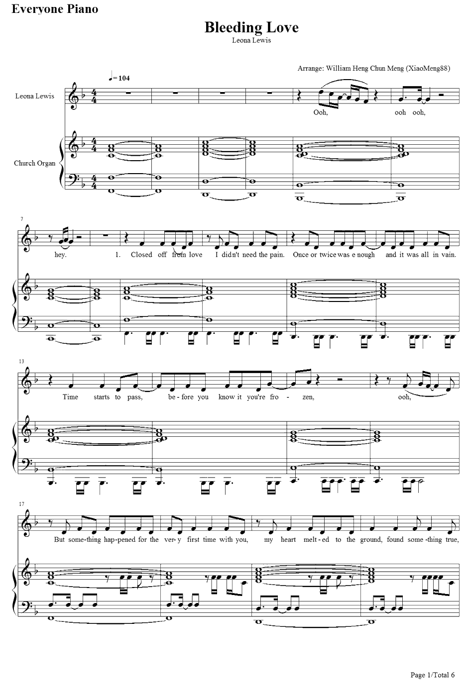 Bleeding Love钢琴谱-LeonaLewis1