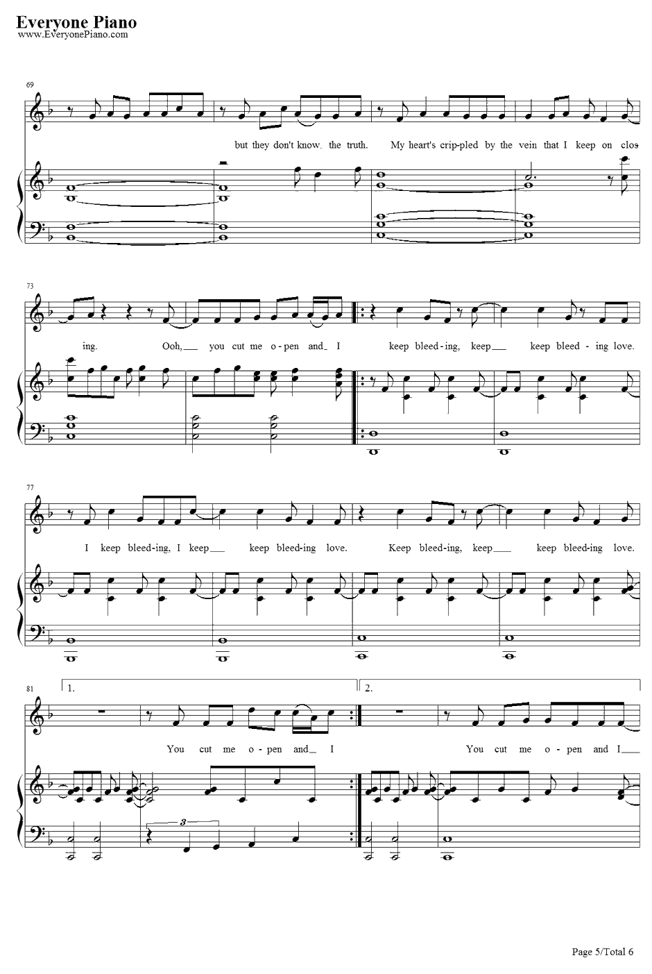 Bleeding Love钢琴谱-LeonaLewis5