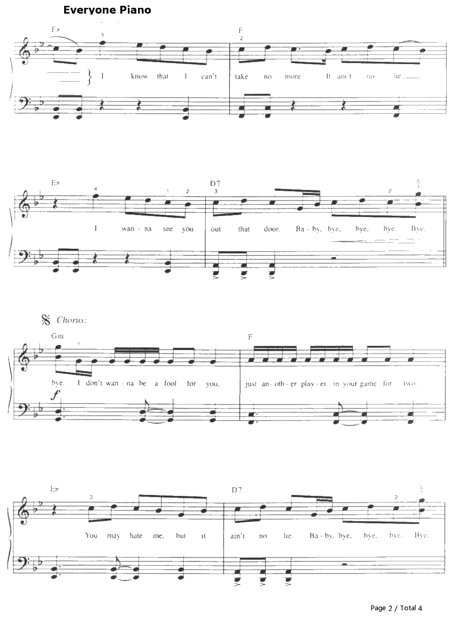 Bye Bye Bye钢琴谱-'NSync2