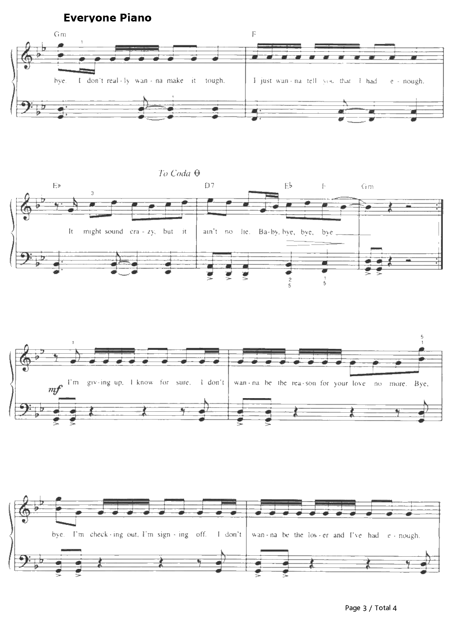 Bye Bye Bye钢琴谱-'NSync3