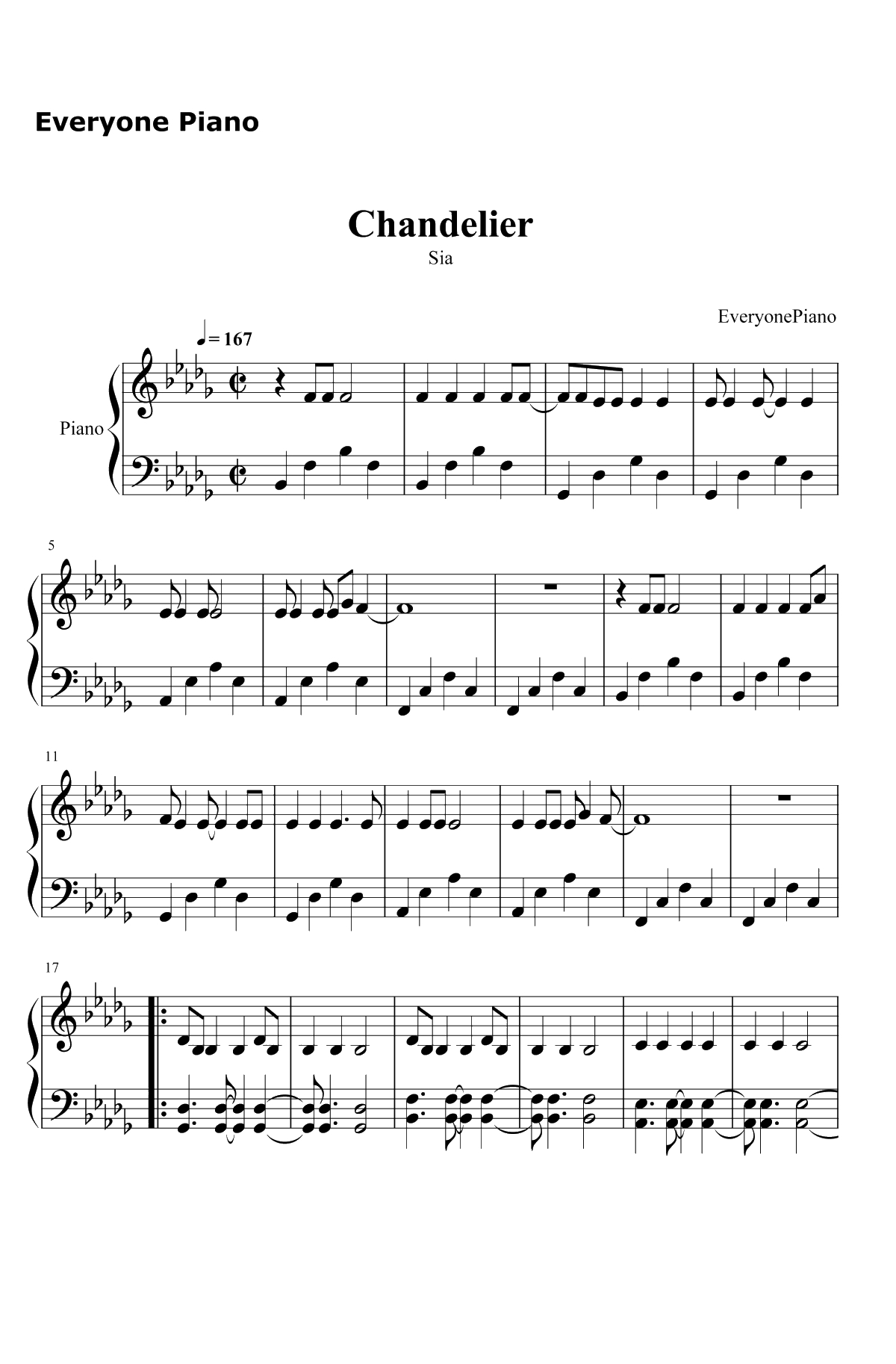 Chandelier钢琴谱-Sia1