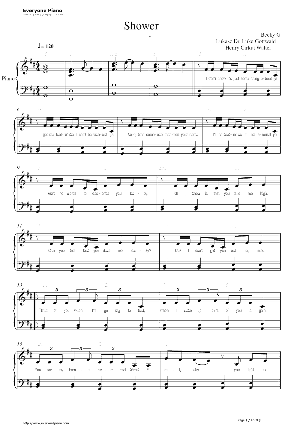 Shower钢琴谱-BeckyG1