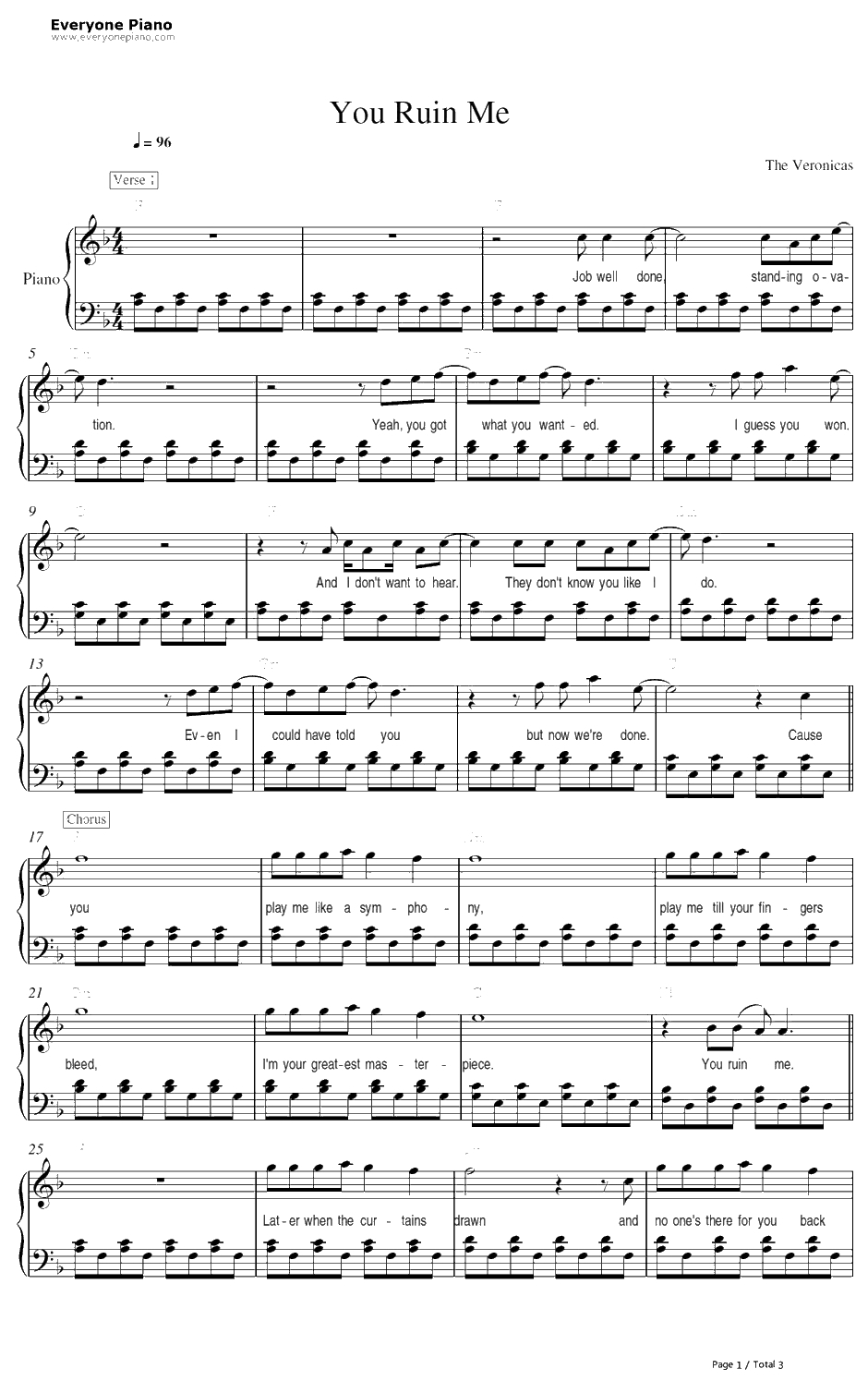 You Ruin Me钢琴谱-TheVeronicas1