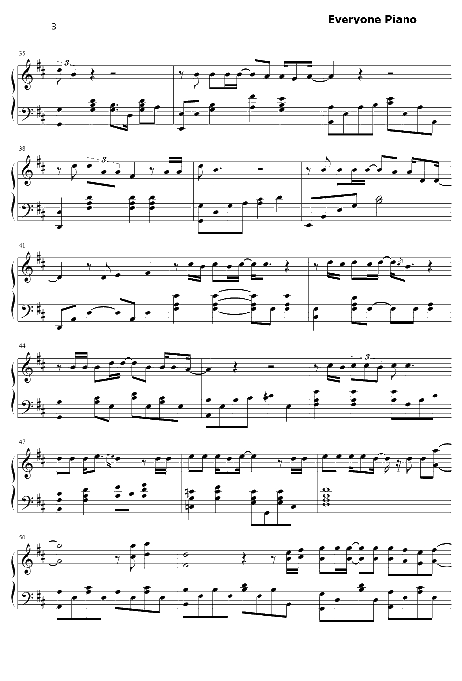 很奇怪我爱你钢琴谱--张杰3