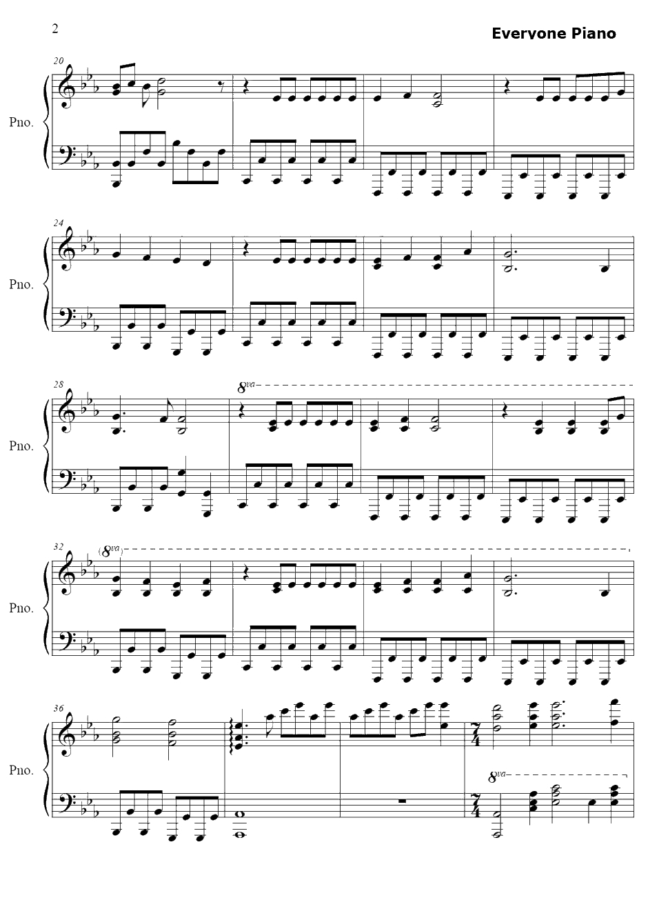 トコハナ钢琴谱-やなぎなぎ-黑色子弹ED12