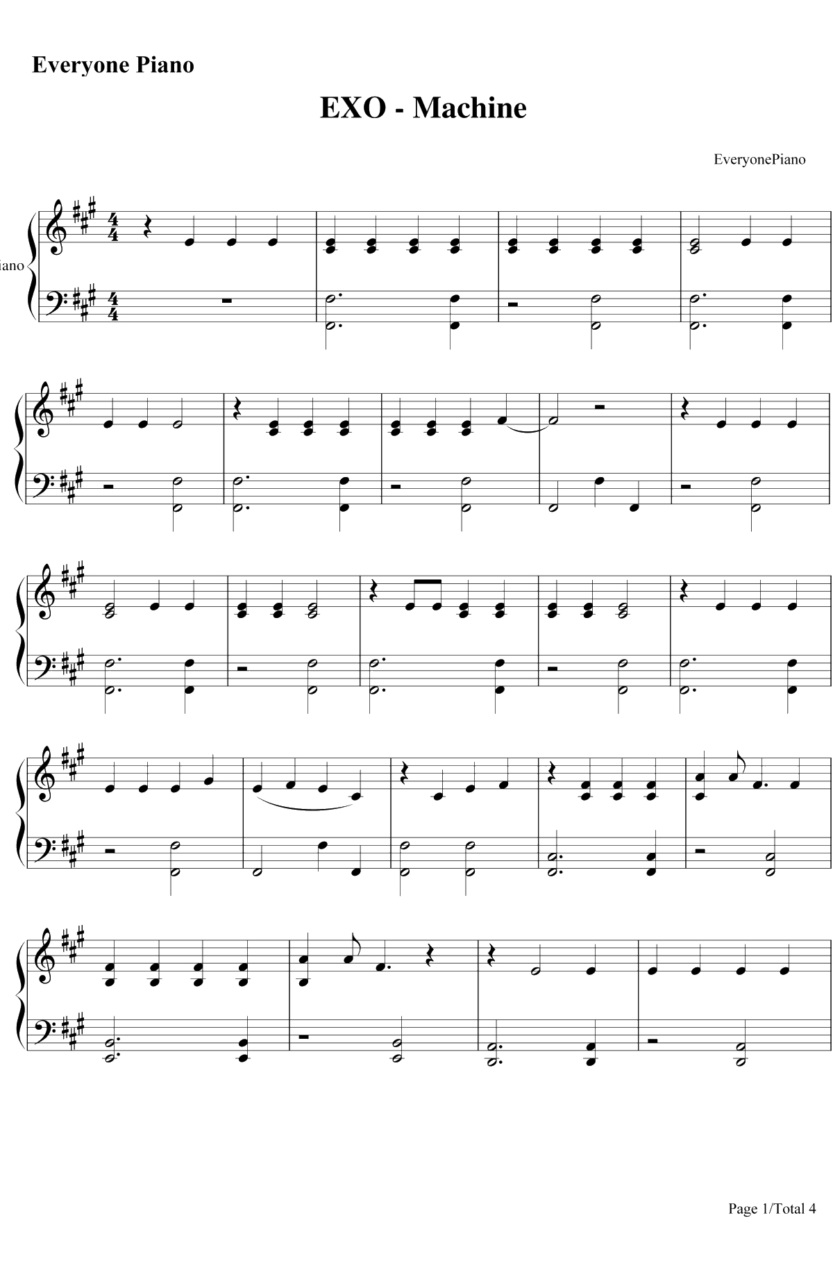 Machine钢琴谱-Exo1