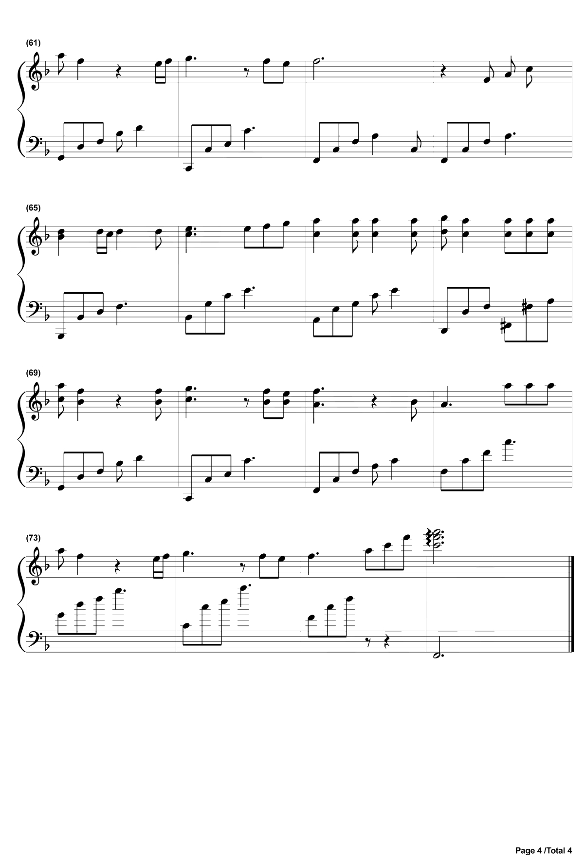 我们不是说好了吗钢琴谱-彭于晏白百何-分手合约主题曲4