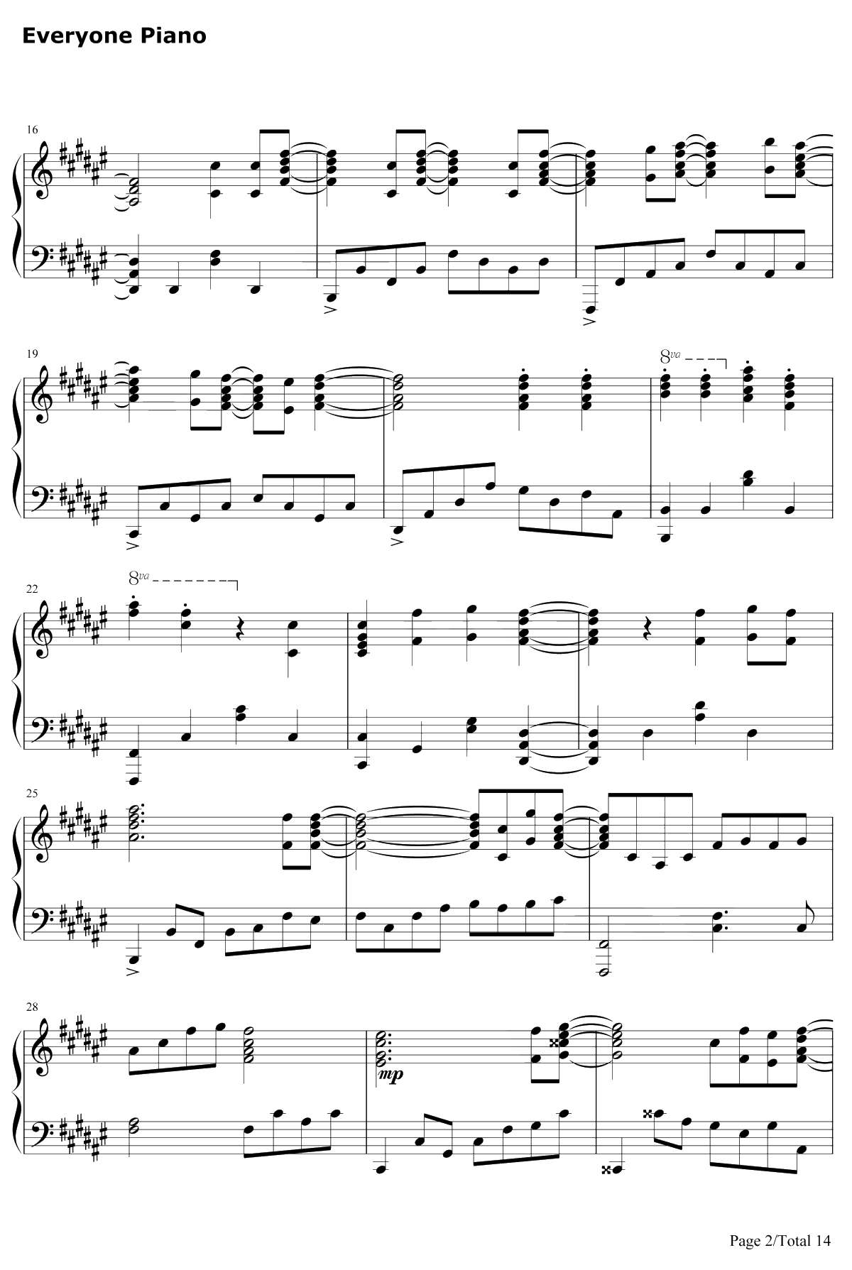 きみの名前钢琴谱-藤川千爱-盾之勇者成名录ED2