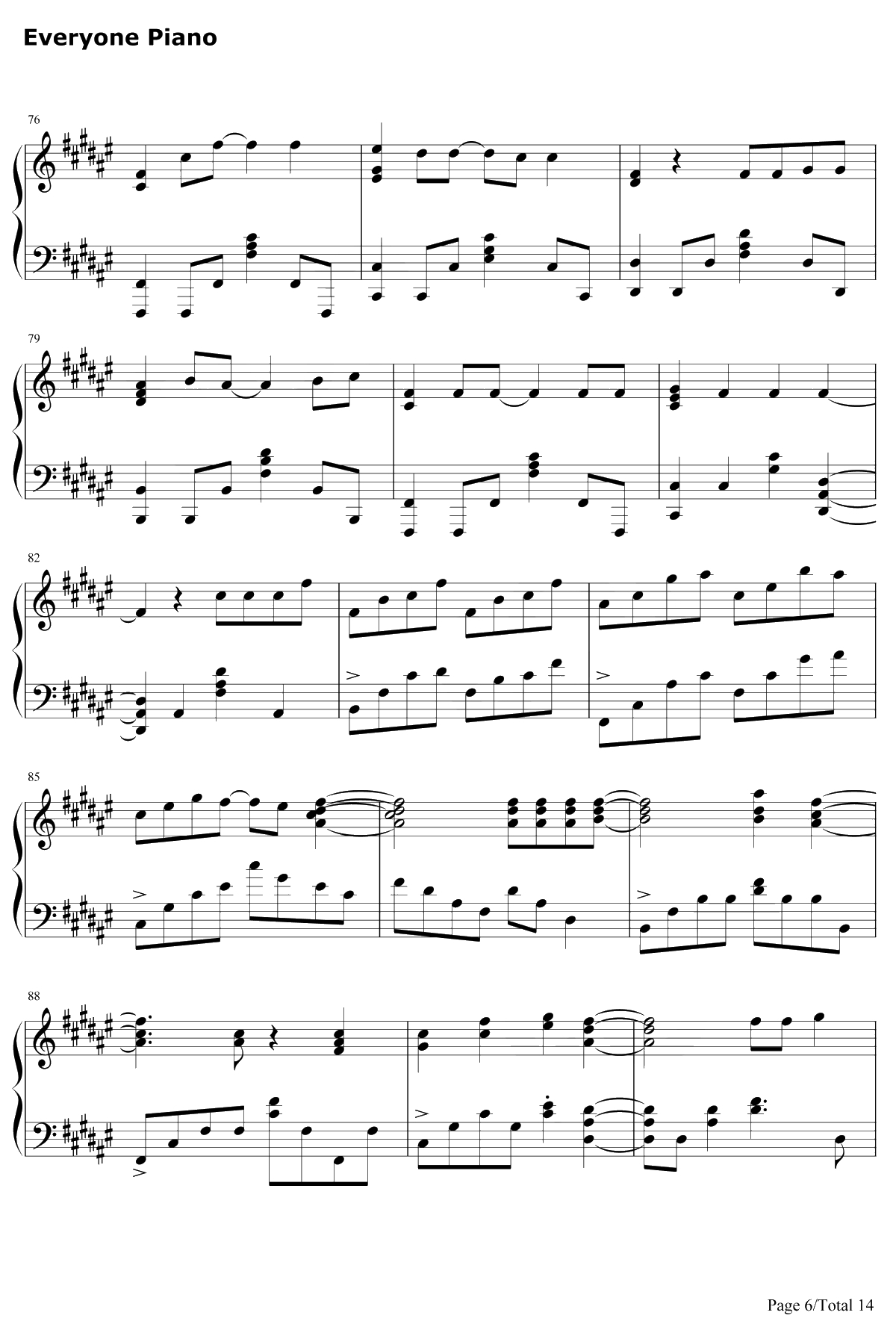 きみの名前钢琴谱-藤川千爱-盾之勇者成名录ED6