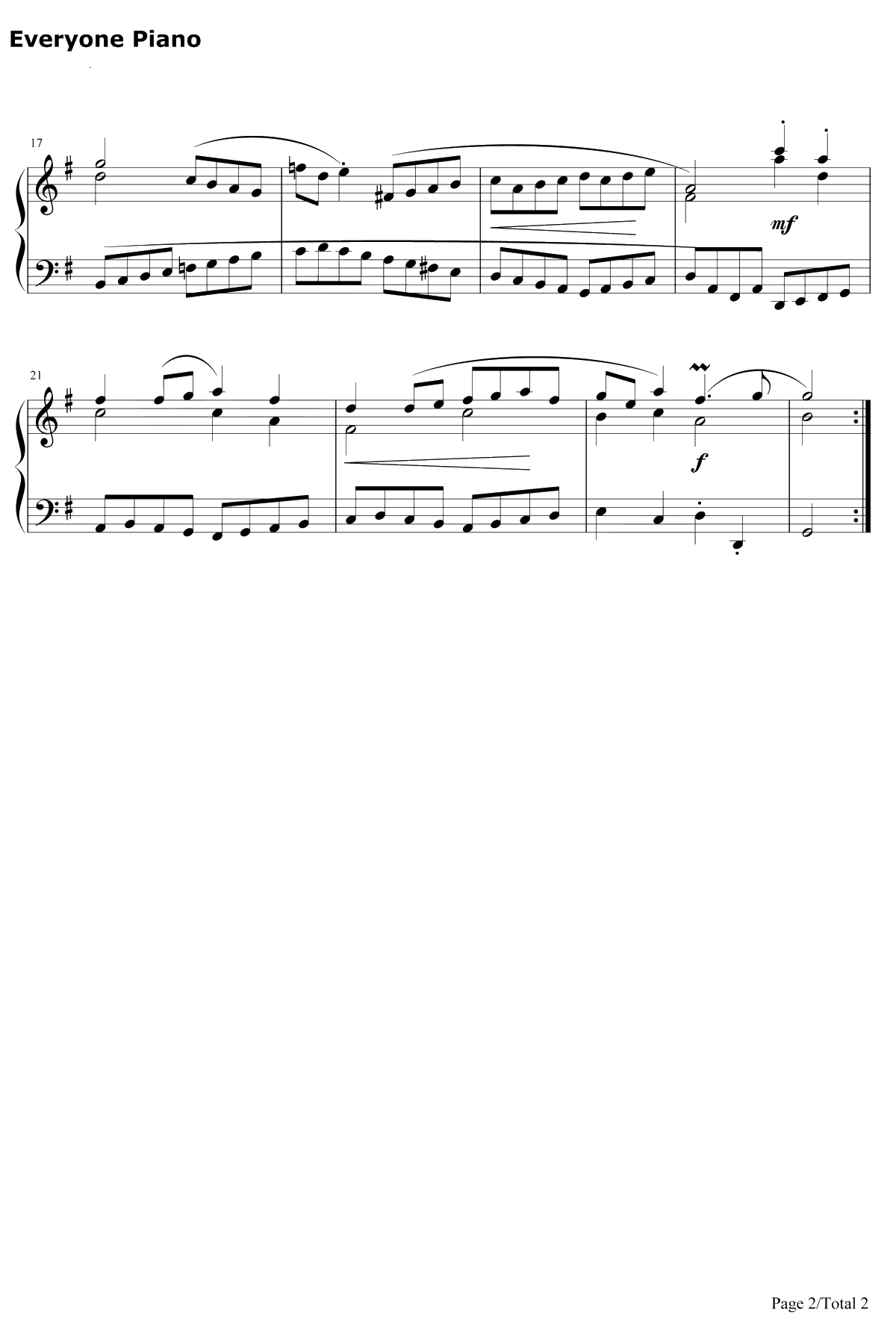 加伏特舞曲23钢琴谱-巴赫-巴赫初级钢琴曲集2