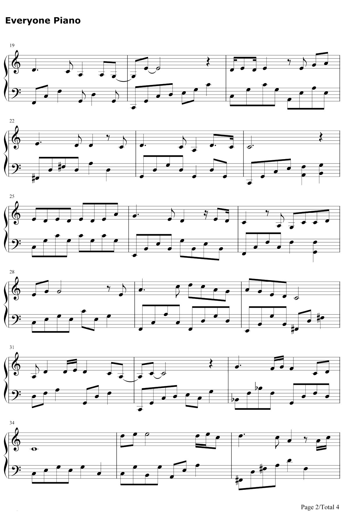 听雪钢琴谱-张碧晨-烈火如歌插曲2