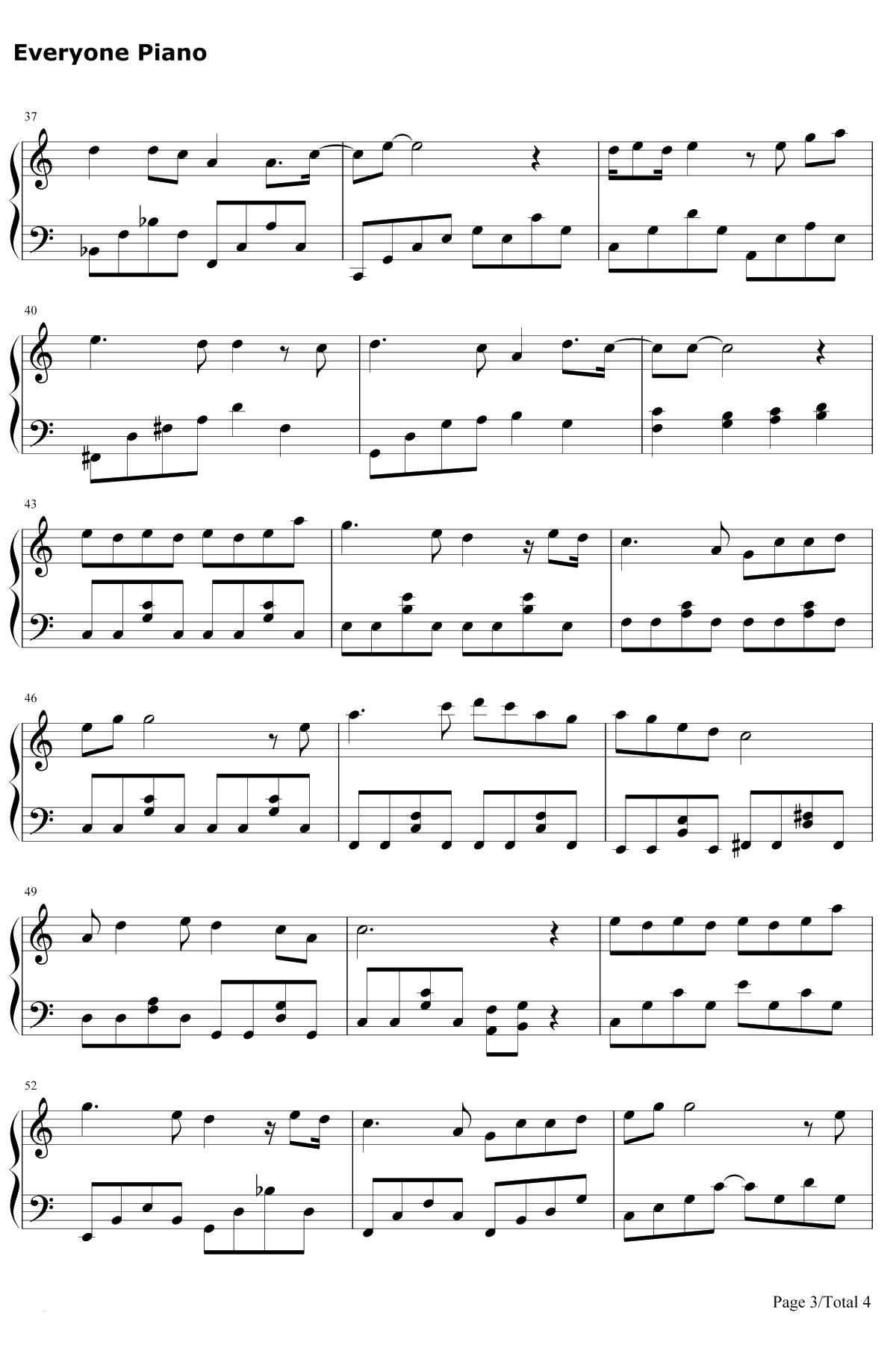 听雪钢琴谱-张碧晨-烈火如歌插曲3