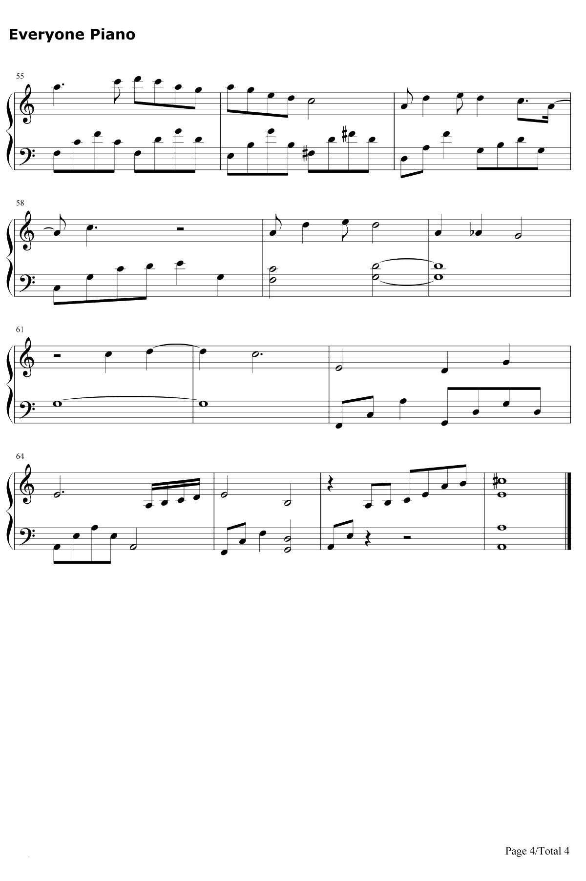 听雪钢琴谱-张碧晨-烈火如歌插曲4