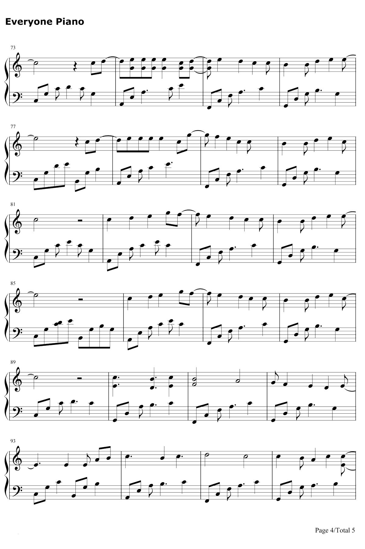 为了你钢琴谱-EXO-步步惊心丽OST4