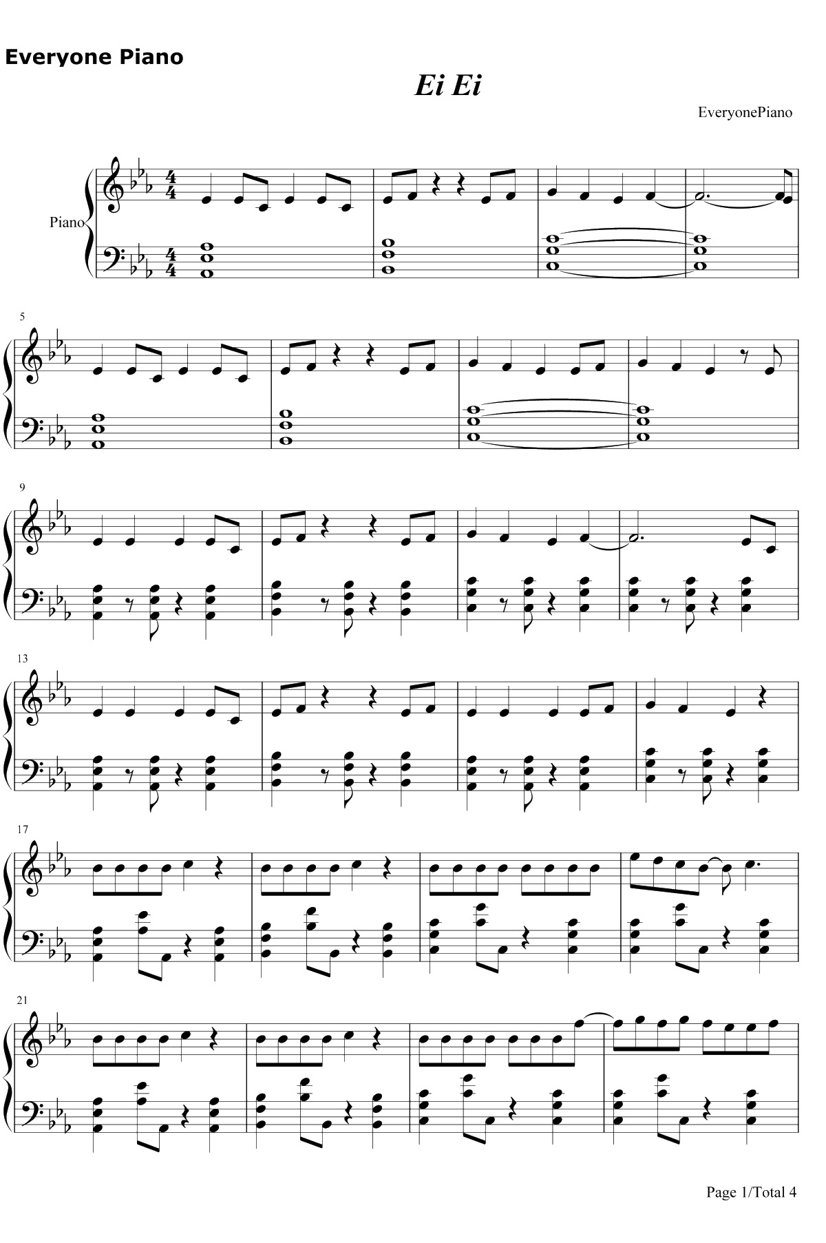 EiEi钢琴谱-偶像练习生1