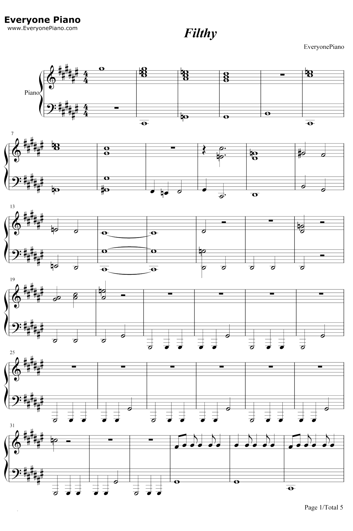 Filthy钢琴谱-Justin Timberlake1