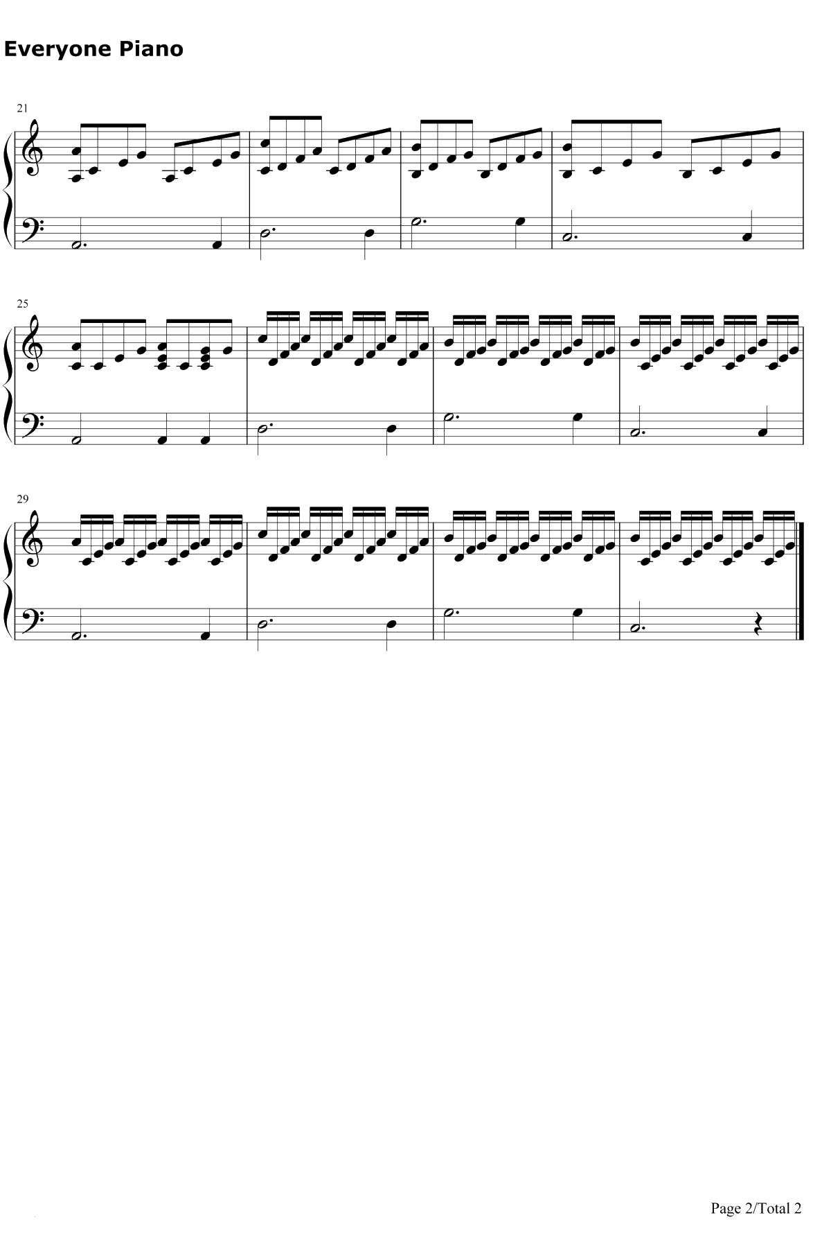 Let You Go 钢琴谱-牛奶咖啡2