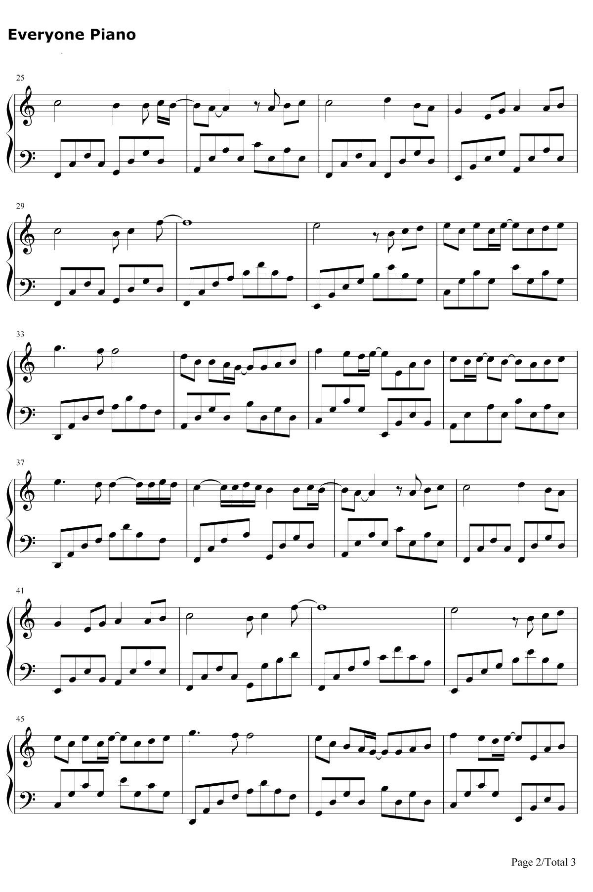 月半小夜曲简单版钢琴谱-李克勤2